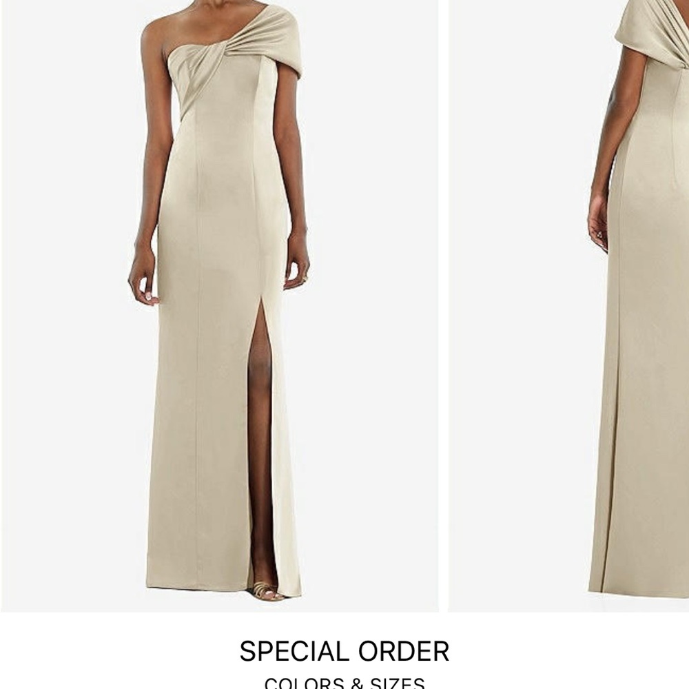 Dessy Collection One-Shoulder Cream Gown
